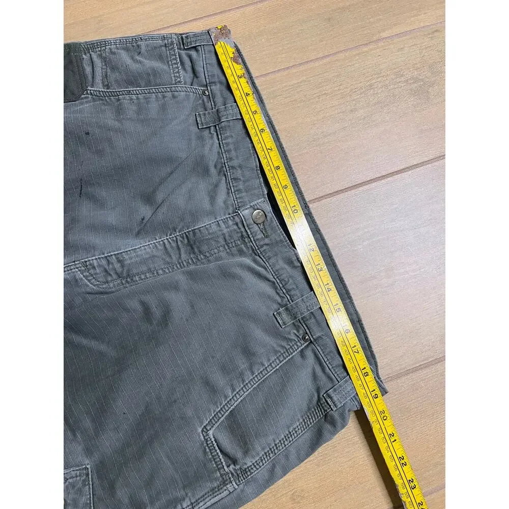 Vintage Carhartt Green Ripstop‎ Cargo Double Knee flannel-lined Actual Sz 38x30